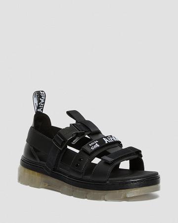 Black Men's Dr Martens Pearson Iced Casual Strap Sandals | CA 640VRW